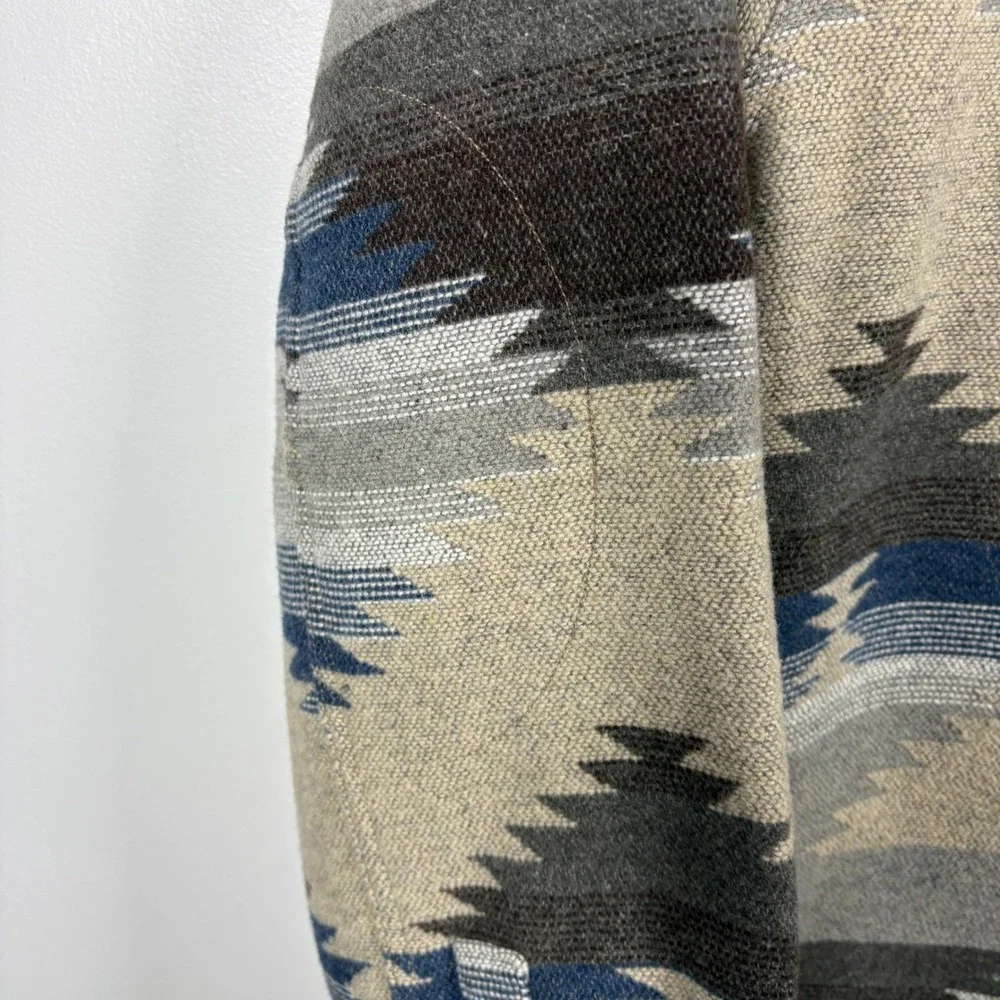 Jachs NY Mens XXL Sherpa Lined Southwestern Shirt Jacket Grey Blue Aztec - Picture 5 of 6